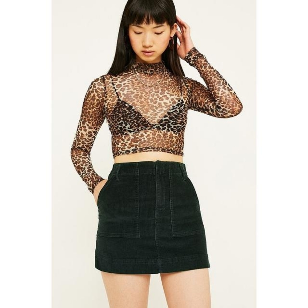 BDG Green Corduroy Mini Skirt